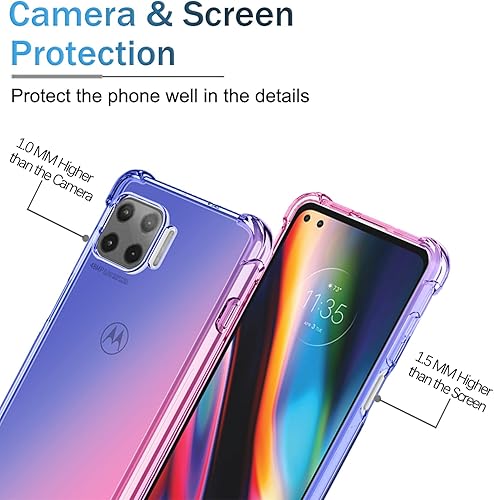 Miniatura 2 de OEURVQO Funda para Moto G 5G Plus Moto One 5G, transparente, lindo, degradado, colorido, delgado, suave, TPU, a prueba de golpes, antiarañazos,