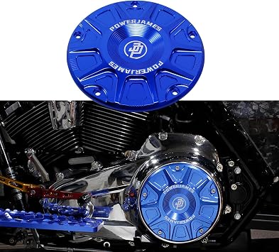 POWER JAMES Blue Color Primary Derby Clutch Cover Compatible with Harley Davidson 2016-2024 Touring and Trike Models Anodized Blue