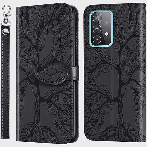 Funda para Samsung Galaxy A52, Samsung A52 5G  A52 4G  A52s 5G Funda tipo cartera, MEUPZZK en relieve de piel sintética de alta calidad atril