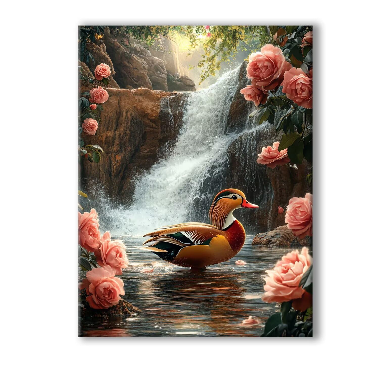 Jesienne malowanie po numerach, dla dorosłych z ramą, 90 x 120 cm, kaczka mandaryńska po numerach, na płótnie, 81 x 122 cm, zestaw do malowania 5D według numerów, z pędzlem i akrylem, dekoracja domu
