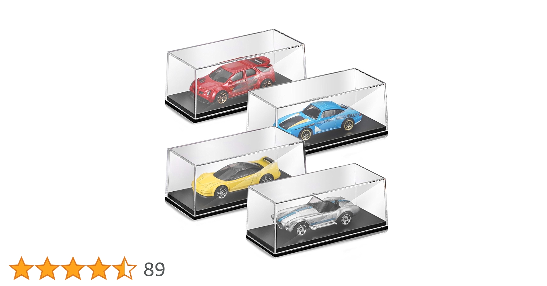Singhoow 4 Pcs 1/64 Display Case Acrylic Model Cars Display