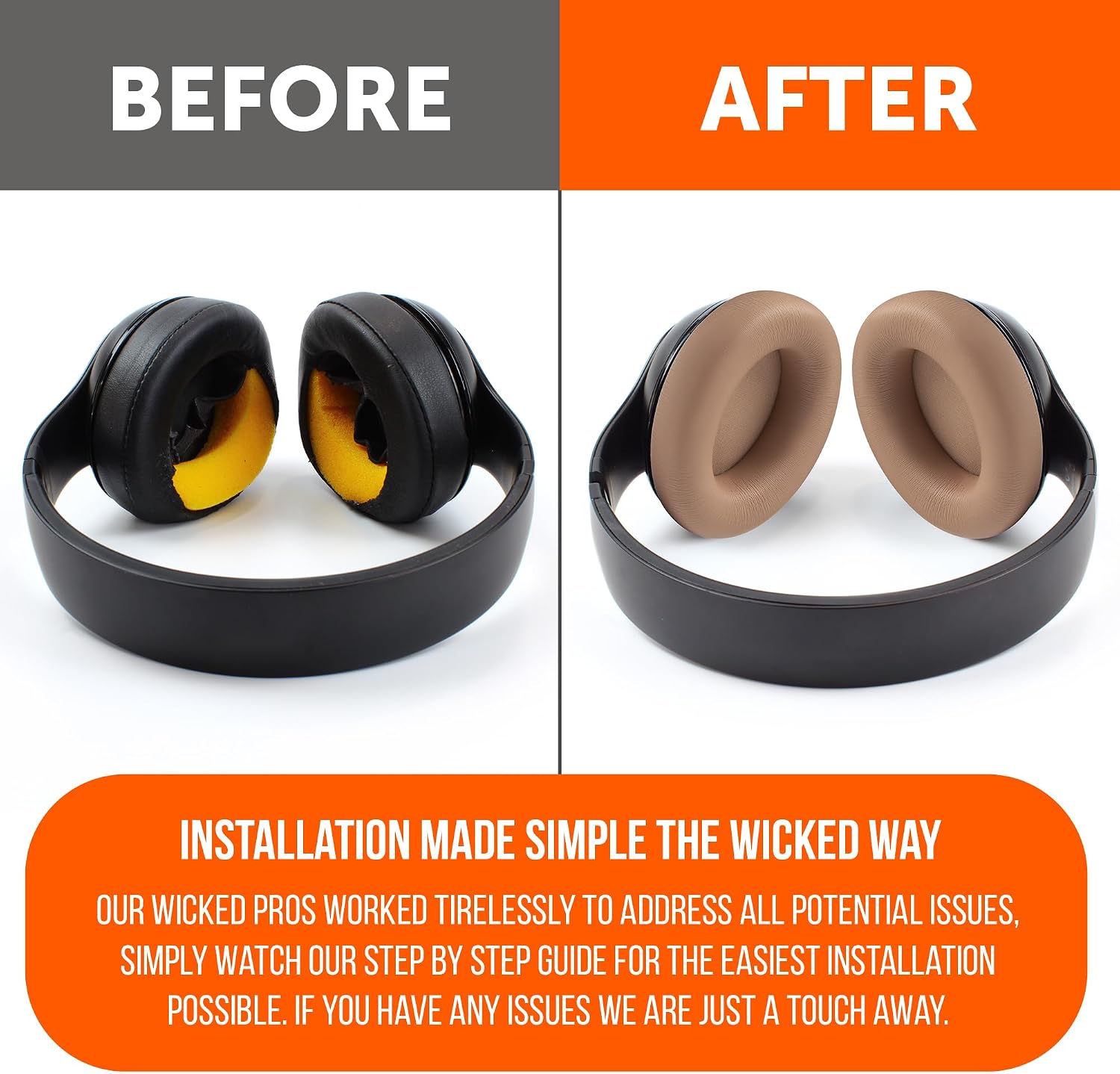 WC PadZ Studio Pro - Extra Thick Earpads for Beats Studio PRO Made by Wicked Cushions | Upgraded PU Leather, Larger Ear Opening, Enhanced Foam | Dune