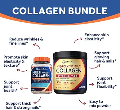 Doctor's Recipes Multi Collagen Peptides Powder 16oz and Multi Collagen Capsules 90 Caps