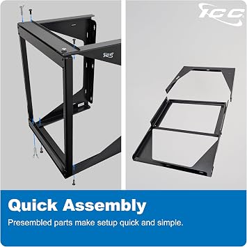 ICC 12U Wall Mount 19 Swing Frame Server Rack Open Frame Rack with Reversible Gate, 18 Deep, 85 lb Load for Patch Panels, Switches, AV, IT & Telecom Equipment Installations