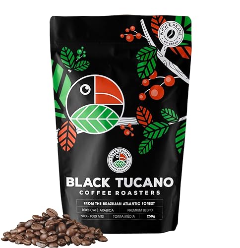Black Tucano Specialty Coffee - Café brasileño de grano entero tostado medio - Grano entero de mezcla premium - 8.8 onzas 8.82 oz