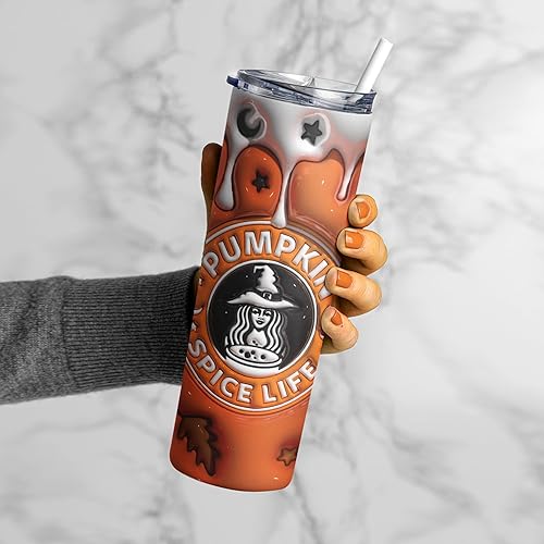Miniatura 4 de PSL - Vaso 3D de calabaza y especias, vasos de Halloween, taza de cerveza de brujas, regalos de otoño para mujeres, diseño de acero inoxidable