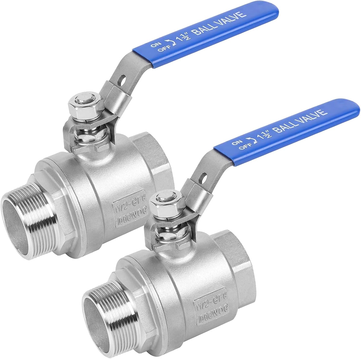 2 Pack 1.25" Full Port Ball Valve NPT Male x Female 304 Stainless Steel Heavy Duty 1000 WOG Shut Off Valve with Locking Device (1-1/4 Inch)