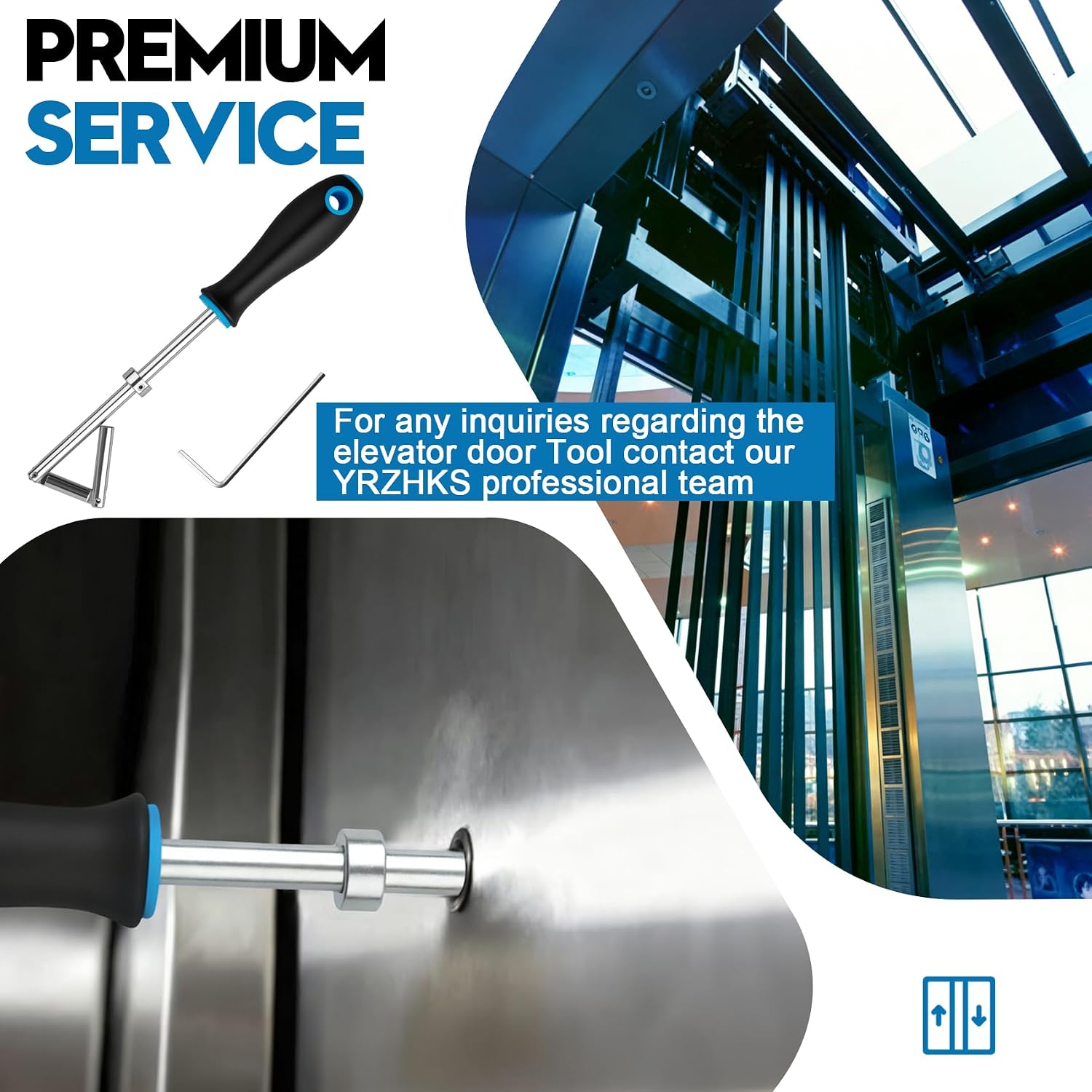 Double Drop Leg Elevator Door Tool for Elevator Repair Technicians (Bule)