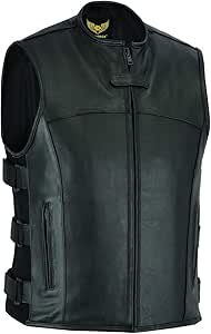 Gilet In Pelle Da Motociclista Uomo | Stile Tattico Warrior | Nero | Leatherick - Foto 4