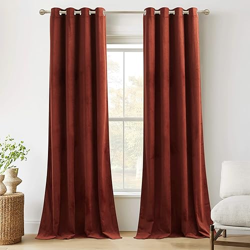 Miniatura 171 de RYB HOME Juego de 2 paneles de cortinas de terciopelo malva, cortinas y cortinas para oscurecer la habitación, con aislamiento térmico, decoración