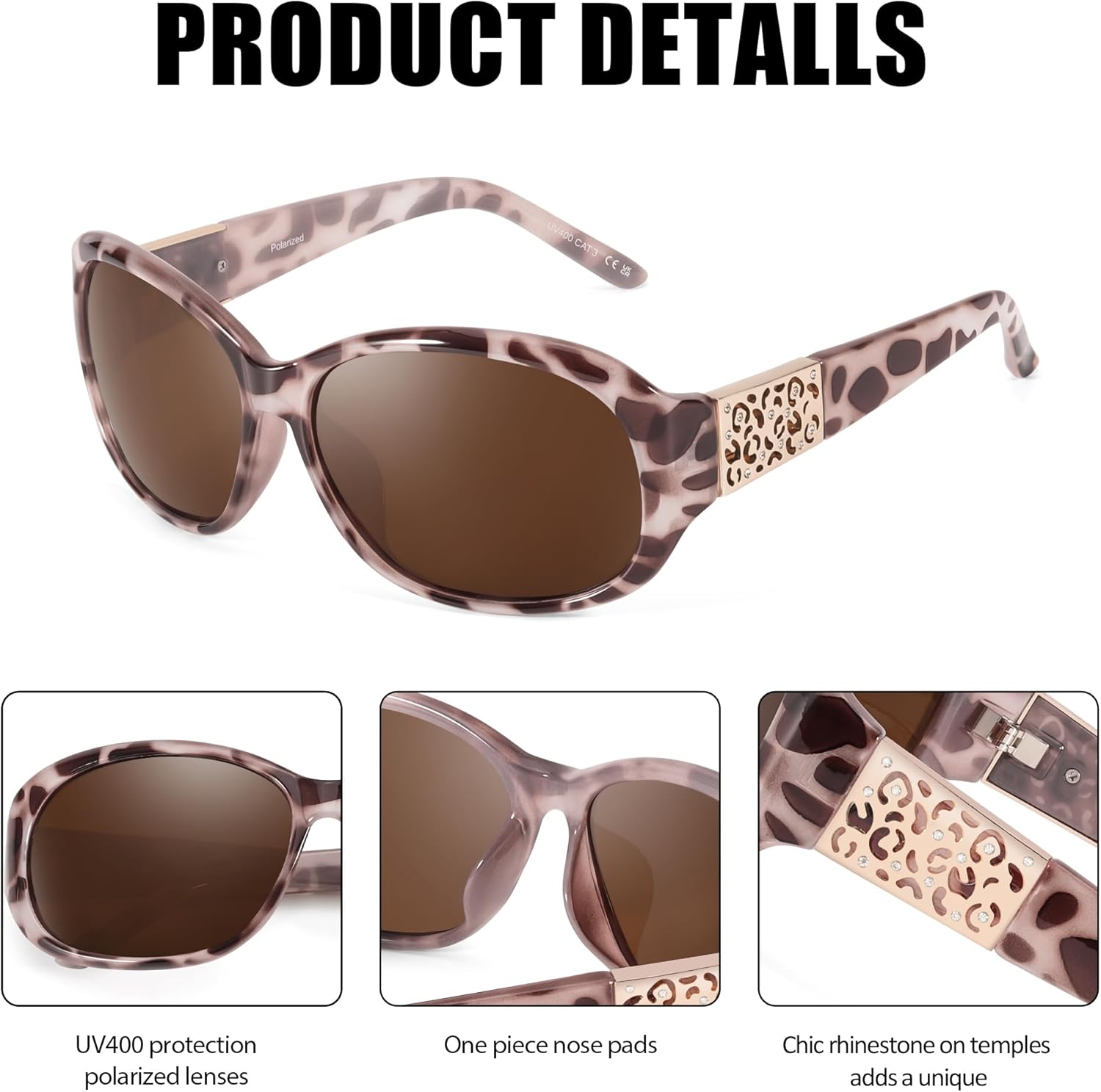 LVIOE Polarized Sunglasses for Women Trendy Wrap Around Sun Glasses with UV400 Protection - Image 4