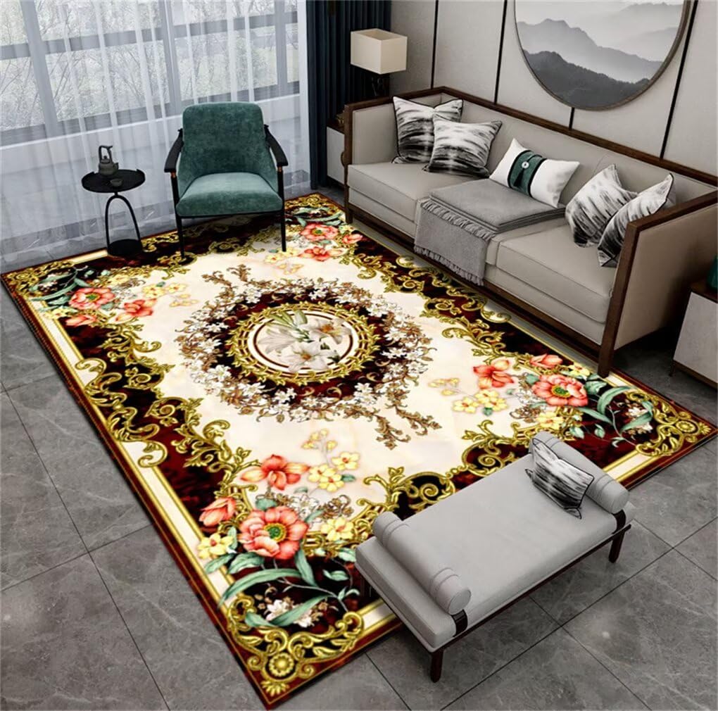 Tapis enfant 50x80cm lavable à fleurs colorées pour chambre fille