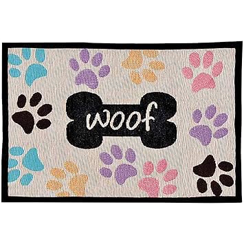 Loving Pets Bella Fashion Mat for Dogs, Woof with Multi Paws