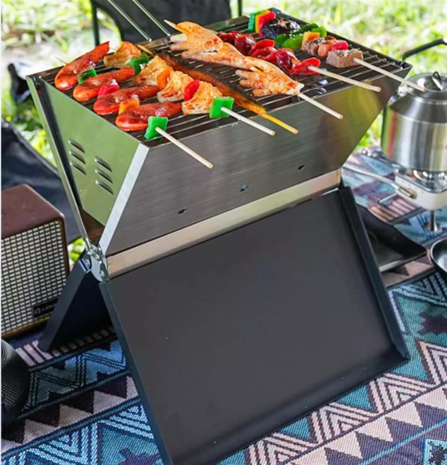 Grill Kempingowy Przenośny Grill Na Zewnątrz Ze Stali Nierdzewnej Składane Grille Węglowe Na Kemping Imprezy Grillowe