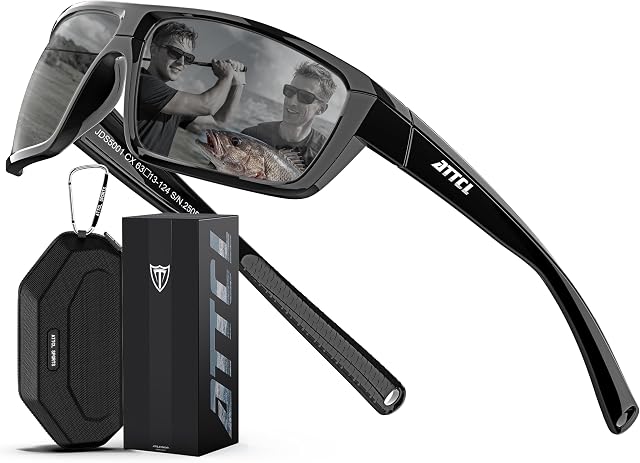 ATTCL Lunettes de soleil polarisées Hommes pour la pêche: UV Protection Léger TR90 Enveloppe de sport Lunettes de soleil Conduite Golf Course
