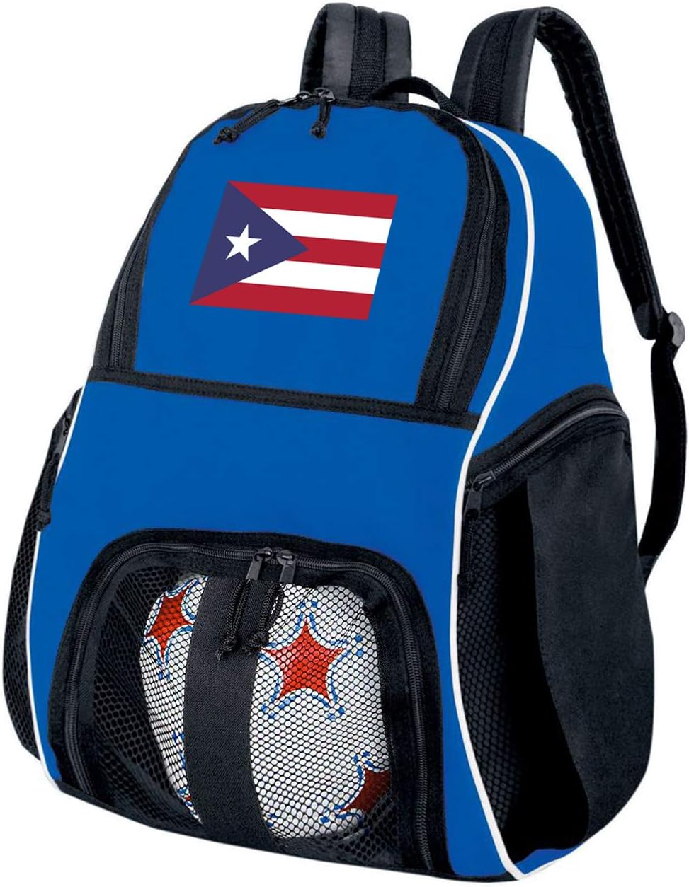 Broad Bay Puerto Rico Flag Soccer Ball Backpack Puerto Rico Volleyball Bag Travel Practice