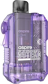 Aspire Official Gotek X Vape Starter Pod Kit 13W Integrated 650mAh Battery 2ml Refillable Replacement Pod Vaping Ecig Ecigarette No Nicotine (Translucent Violet), 1.0 count