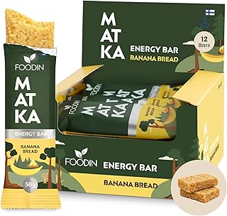 FOODIN MATKA Energieriegel Bananenbrot – 12 x 50 g – Glutenfreie Haferflocken & Banane – Ohne Zuckerzusatz & Palmöl – Gesunder Snack für Arbeit, Schule & unterwegs