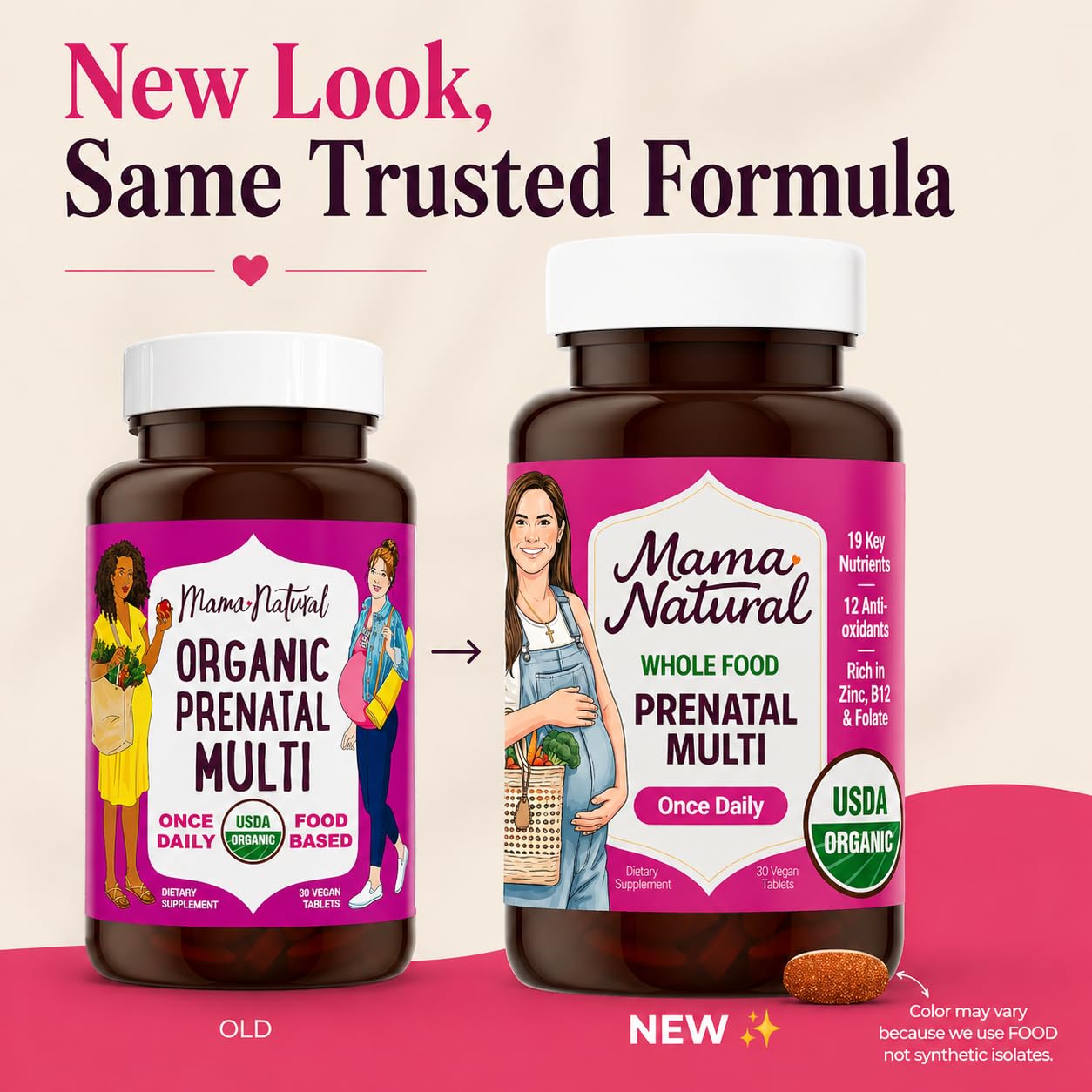 Mama Natural Organic Prenatal Vitamins for Women Vegan (30 Servings) | One A Day Prenatal Vitamins for Pregnant Women | Food Based, Non-GMO & Gluten-Free - Pre Natal Multivitamin with Folate — Amazon image 4
