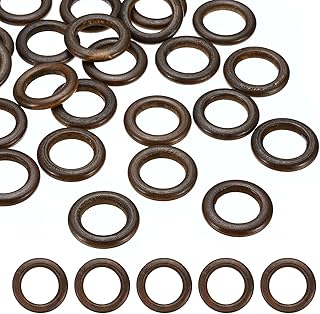 PATIKIL 35mm Natural Wooden Rings, 30 Pack Wood Ring Round Linking Rings Wood Loop Circle for Craft Pendant DIY Jewelry Making Macrame, Dark Brown