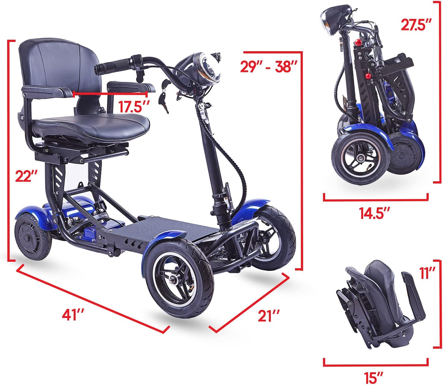 ActiWe Electric Powered Motorized Transformer 4 Wheel Mobility Scooter with Adjustable Seat for Adults- All Terrain 4x4 Off Road Folding Electric Wheelchair for Seniors : Health & Household