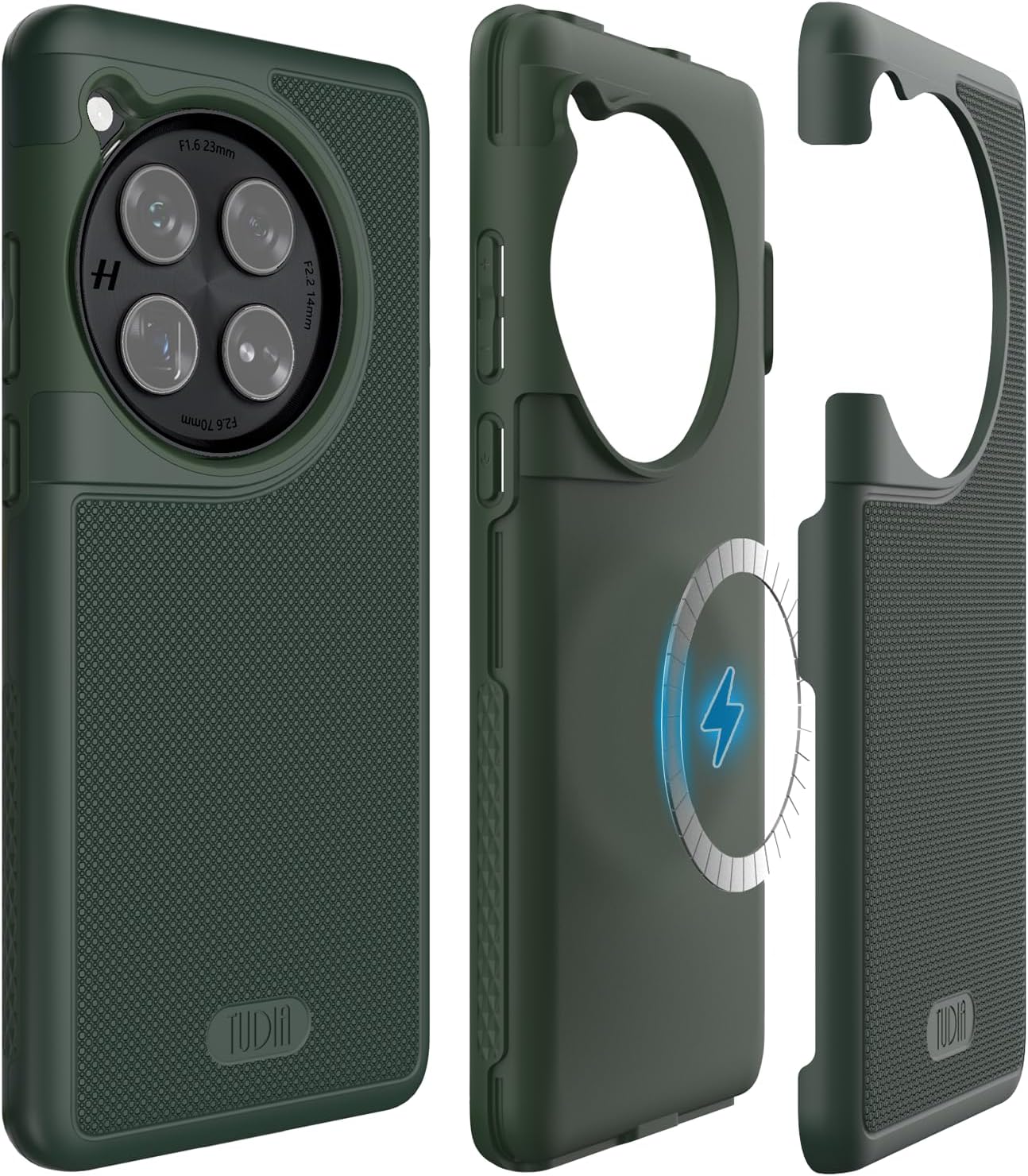 DualShield Grip Designed for OnePlus 12 Case 5G (2024), [MergeGrip] Military Grade Dual Layer Shockproof Slim Tough Heavy Duty Protective Phone Case (Pine Green, Magsafe Compatible)