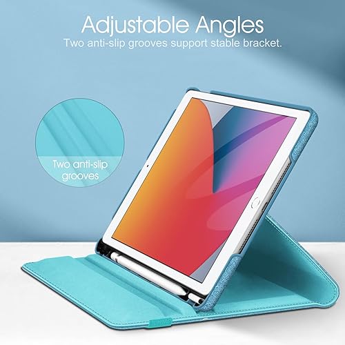 Vista 165 de Fintie - Funda giratoria para iPad de 9ª generación / 8ª generación / 7ª generación, de 10.2 pulgadas, funda giratoria en 360 grados, funda Azul