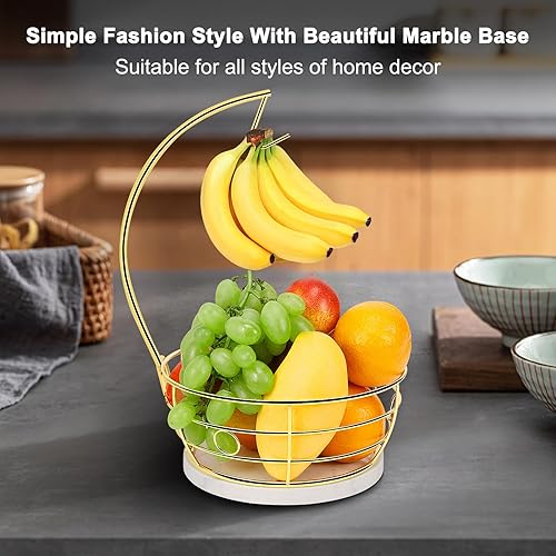 Miniatura 7 de Livabber - Frutero de encimera con colgador de plátanos, cuenco moderno de almacenamiento de frutas y verduras, con soporte de árbol de plátano para