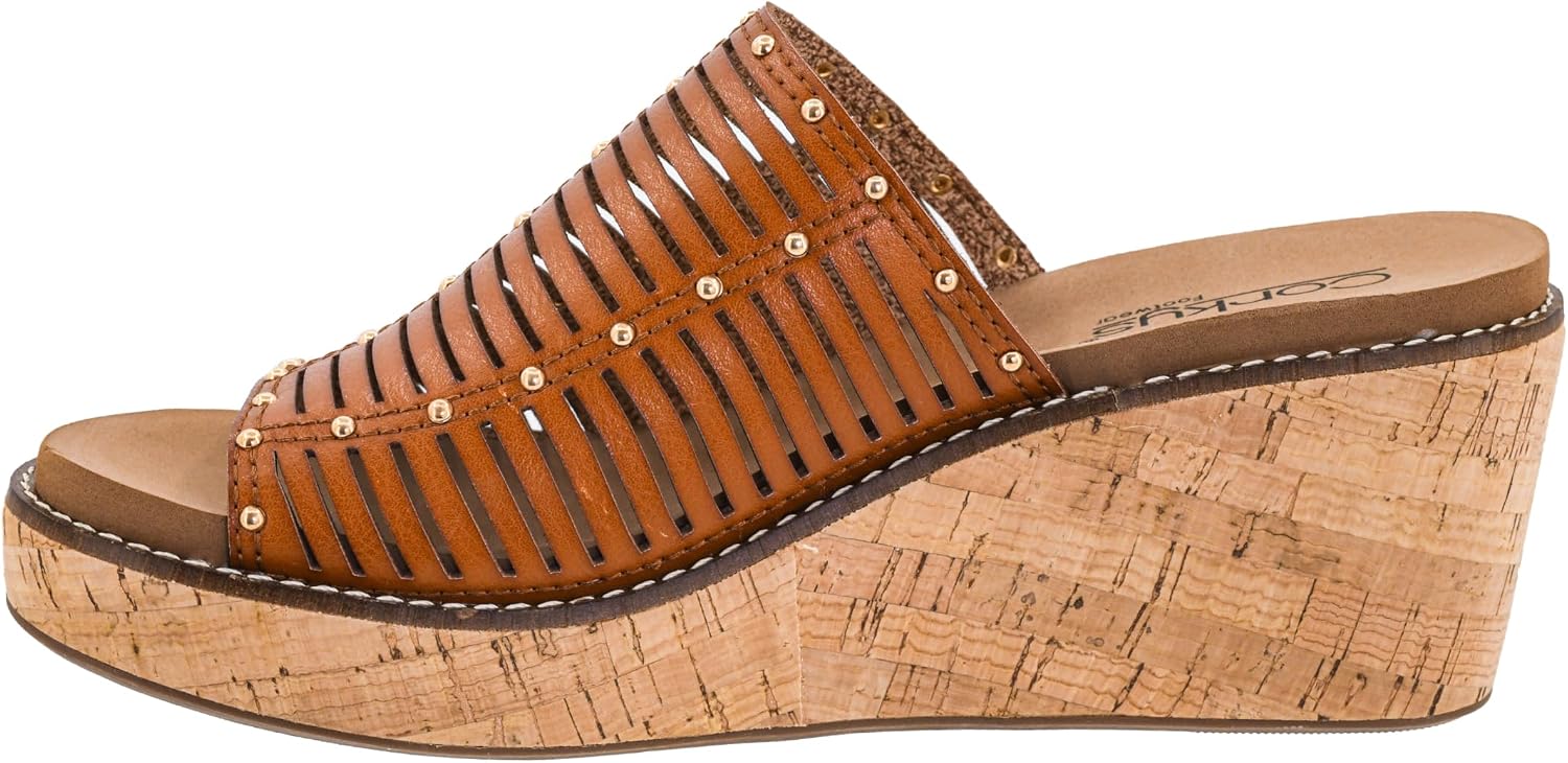 Corkys Footwear Much Better Slip-On Women’s Wedges – Featuring Corkys Signature EVA Cushioned Insole for All-Day Comfort and Breathable Cutout Upper with Stud Accents