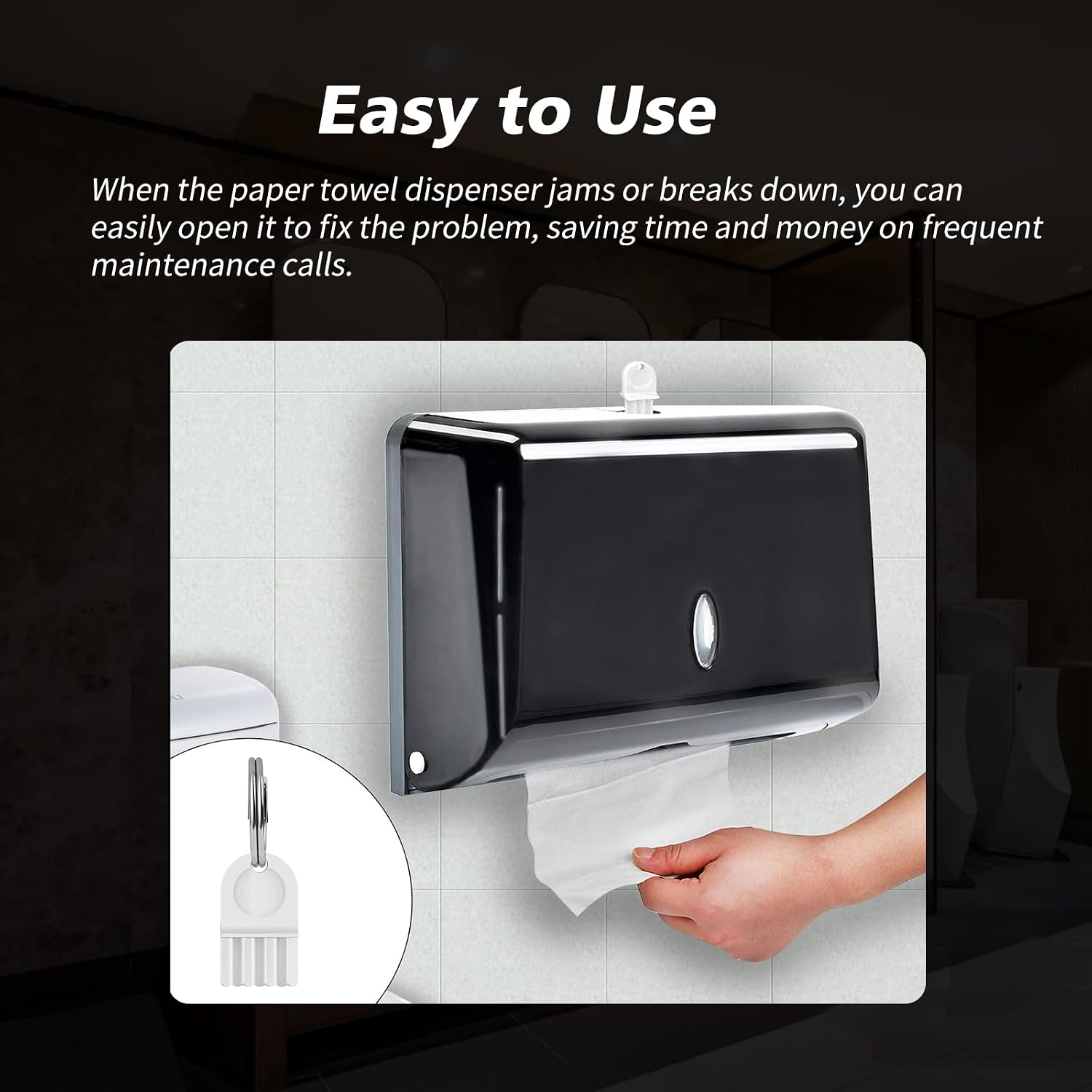 8PCS Paper Towel Dispenser Key, Universal Dispenser Replacement Key Compatible for Most Toilet Paper Dispensers, Toilet Paper Holder Key,Tissue Dispenser Key with 5Pack Keychain image 3