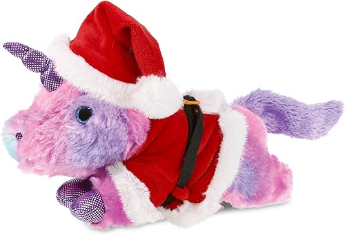 DolliBu Juguete de peluche de unicornio rosa de Santa Monday – Vestido súper suave con traje de Papá Noel rojo, lindo regalo de unicornio,