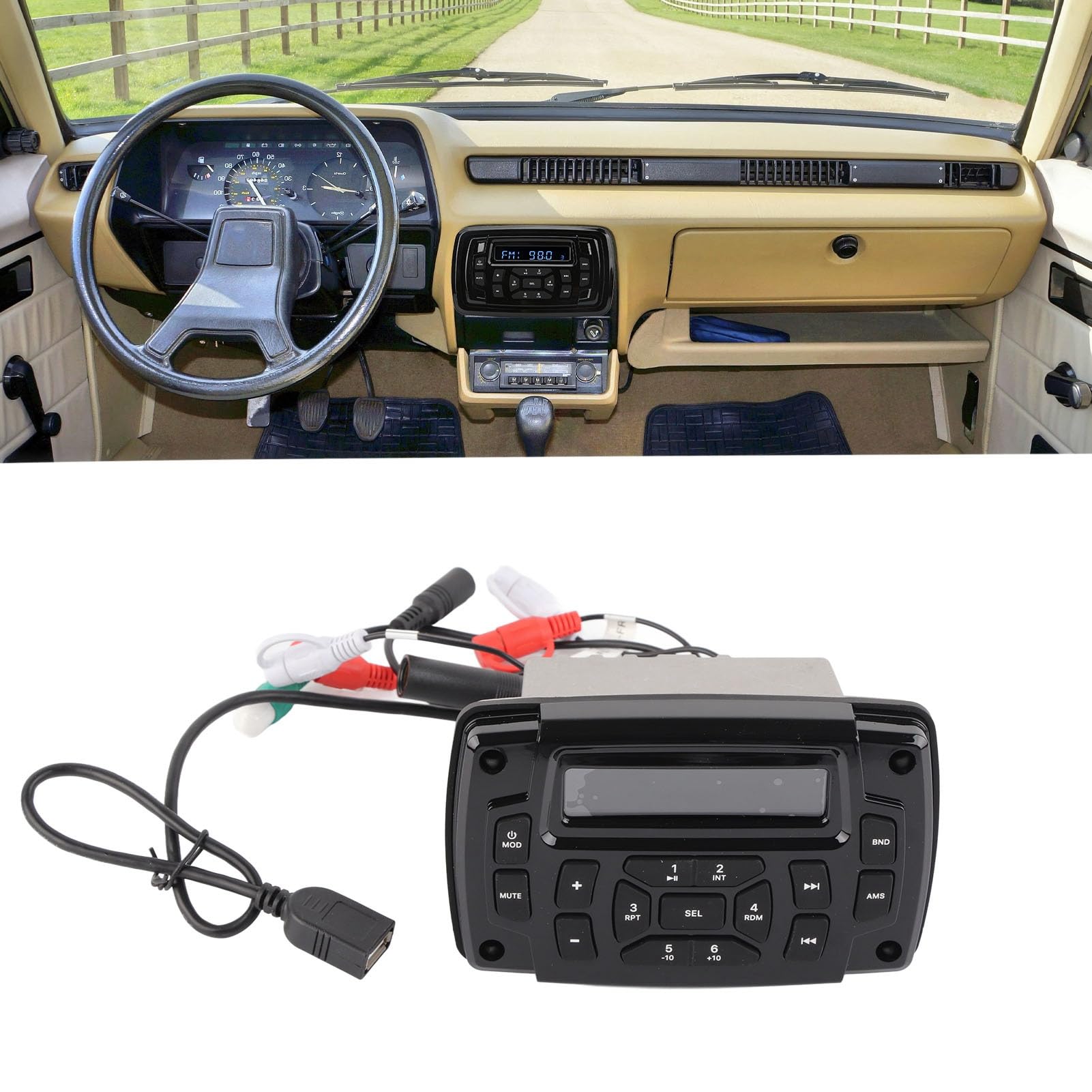 Radio Marina a Prueba de Agua Receptores Estéreo para Automóvil Altavoces Marinos Bluetooth para Automóvil Radio AM/FM Receptor Estéreo 12V DC Reproductor de MP3 Sonido Estéreo para Yate Caravana In