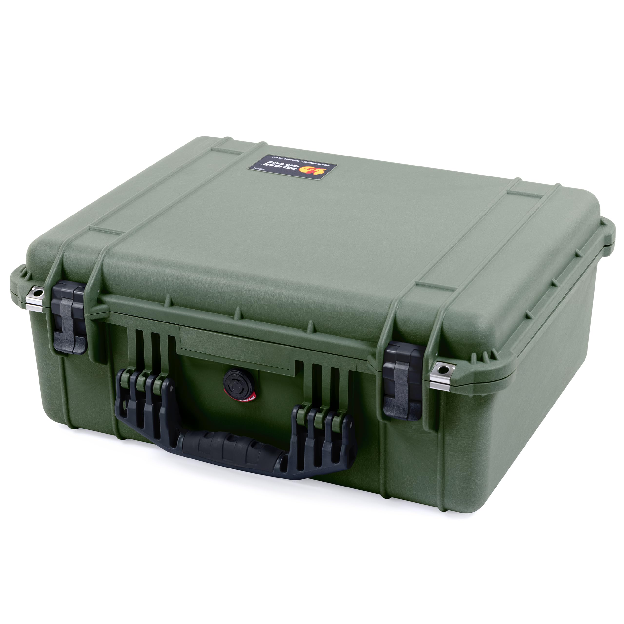 Pelican 1550 Case by ColorCase - OD Green - Medium Size Waterproof Case with Grey Padded Dividers & Mesh Lid Organizer - Black Handles & Latches