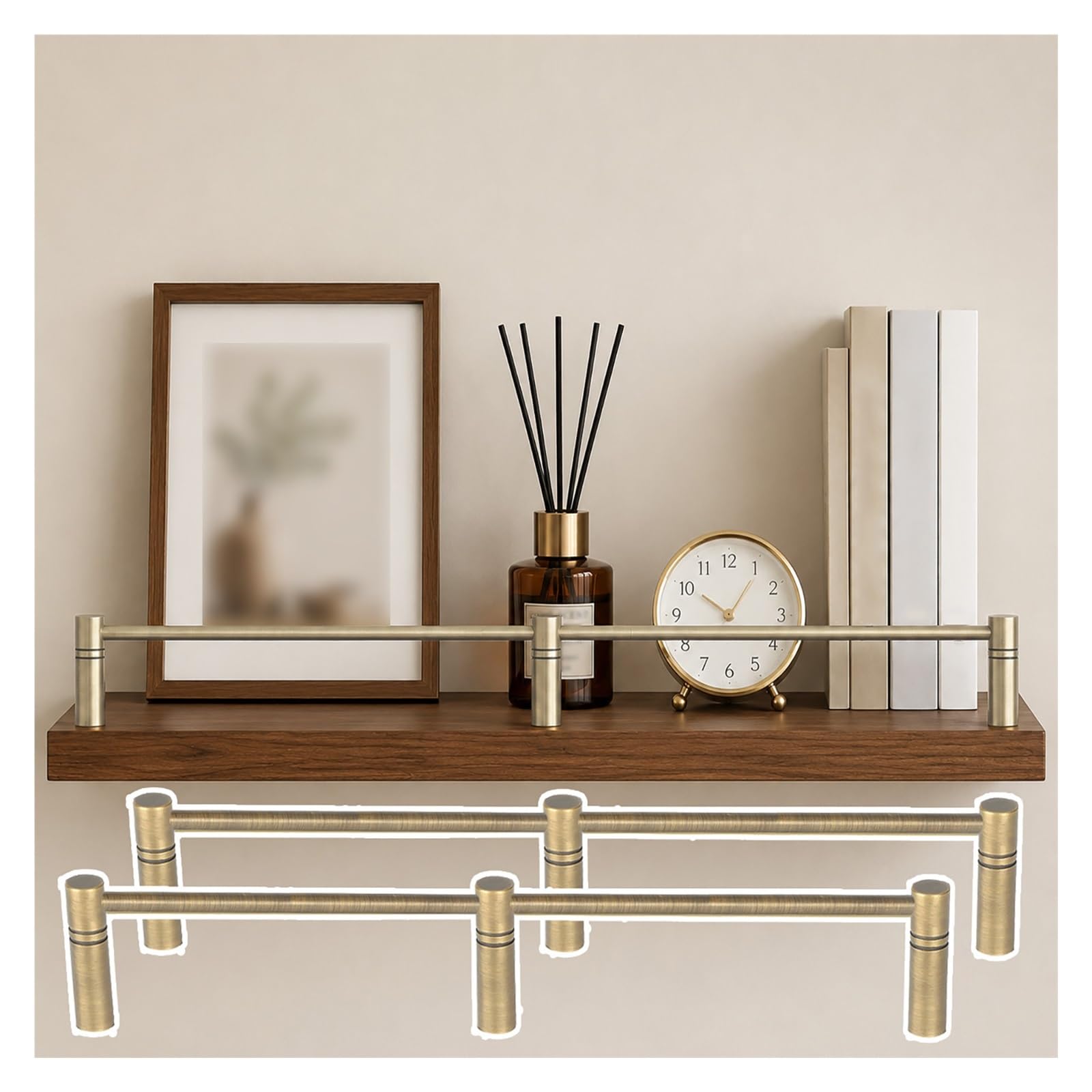 2 pezzi guide mensola ottone, barra protezione decorativa