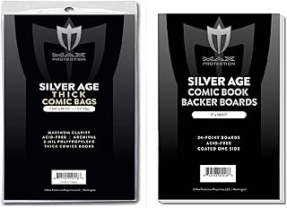 (200) Silver Age Thick Size Ultra Clear Comic Book Bags and Boards - by Max Pro (Qty= 200 Bags and 200 Boards)