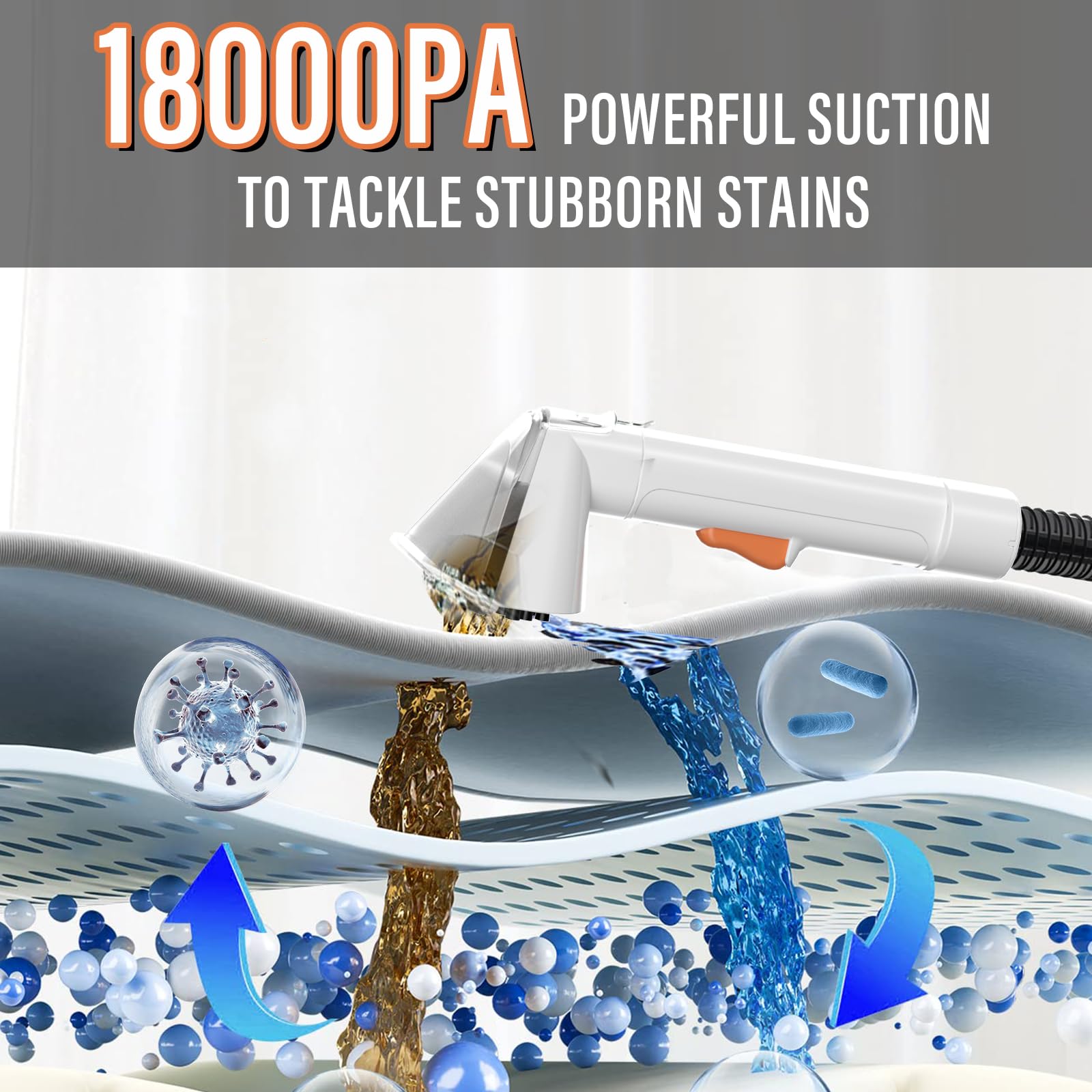 Condition photo showing New/Like New for starrybot portable carpet & upholestery cleaner machine for pets, spot, stain,couch cleaner machine with 18kpa powerful suction,car/auto detailer(white)