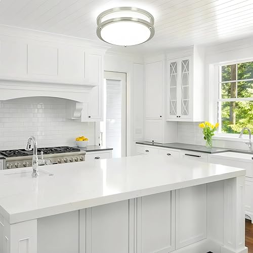 Miniatura 2 de DLLT - Lámpara de techo LED de 24 W, lámpara de techo empotrada de 10 pulgadas, lámpara redonda de níquel cepillado para dormitorio, cocina,