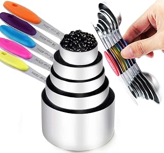TILUCK Stainless Steel Measuring Cups & Magnetic Spoons Set - 12 Piece with Leveler, Rust-Proof Kitchen Essentials