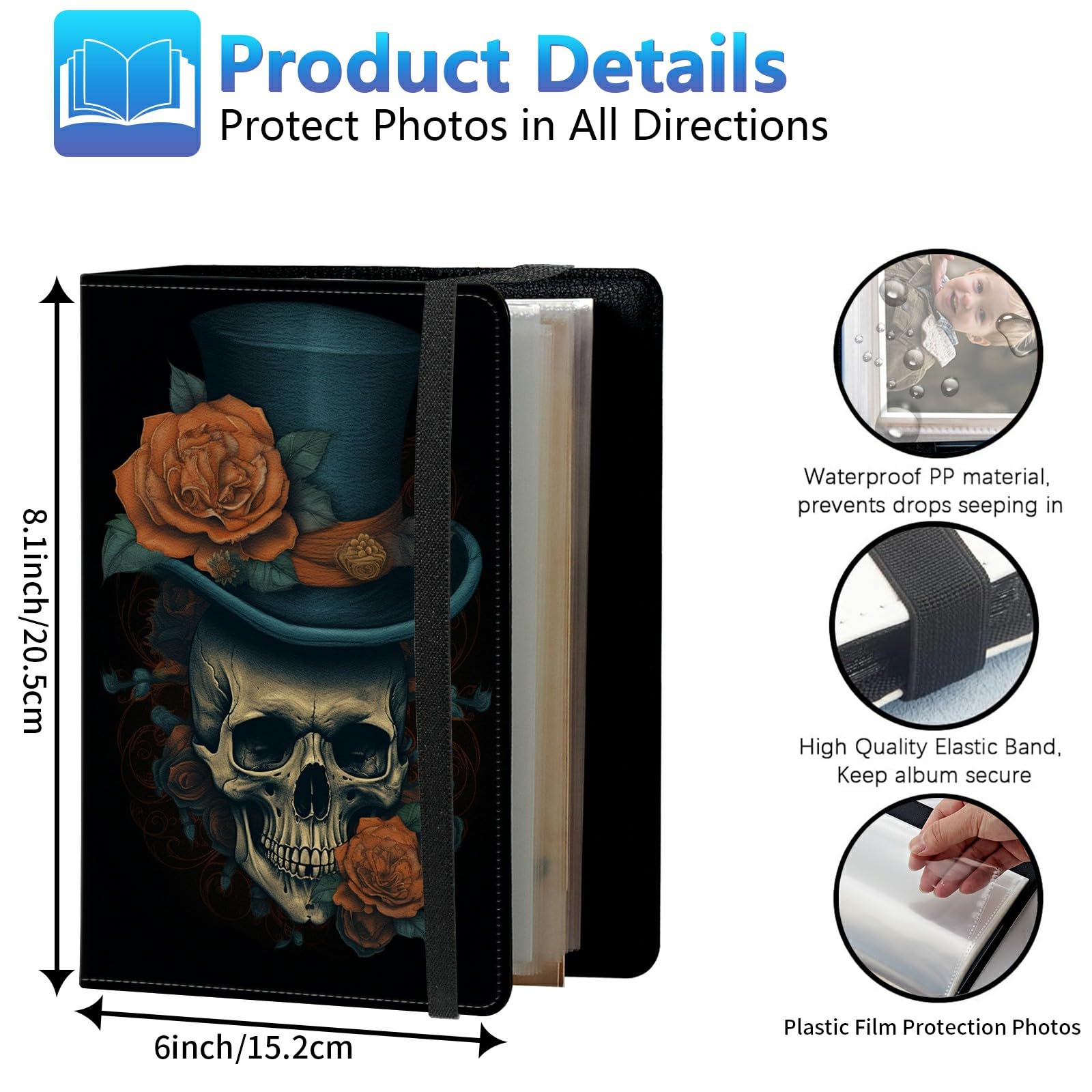 BREIDMKFM フォトアルバム 80枚 小容量 PUレザー カバー 牛 花