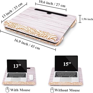 Lap Desk fits up to 15.6 Laptop/Bed/Table Computer Soft pillow and storage bag included Game tray and writing tray Home Office 2 Light Gray