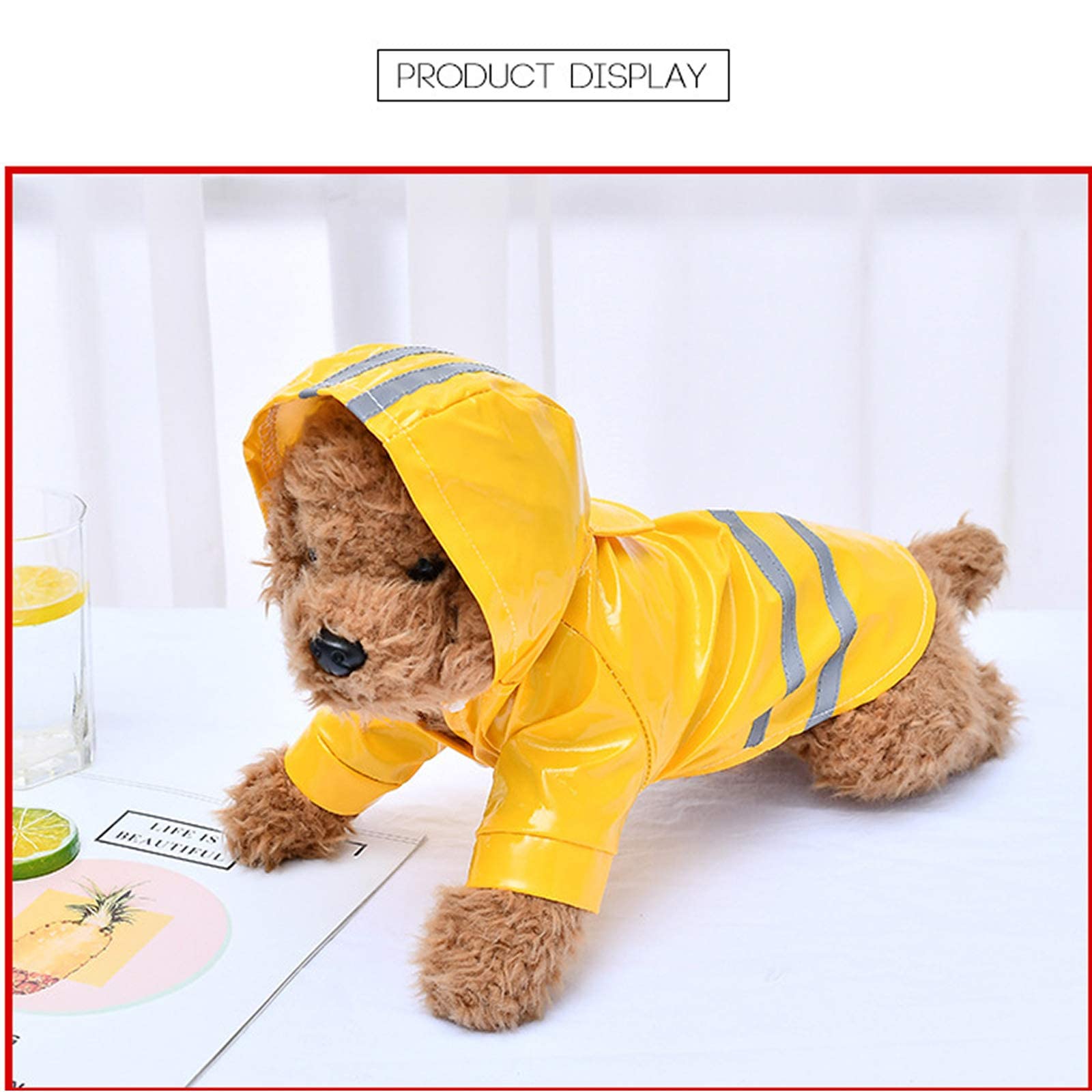 Impermeabile per Cani, Cappotto per Cani da Compagnia Alto Impermeabile e Traspirante con Cappuccio, Impermeabile Leggero con Catarifrangenti Cani di Piccola e Media Taglia (Blu,) (Yellow XL)