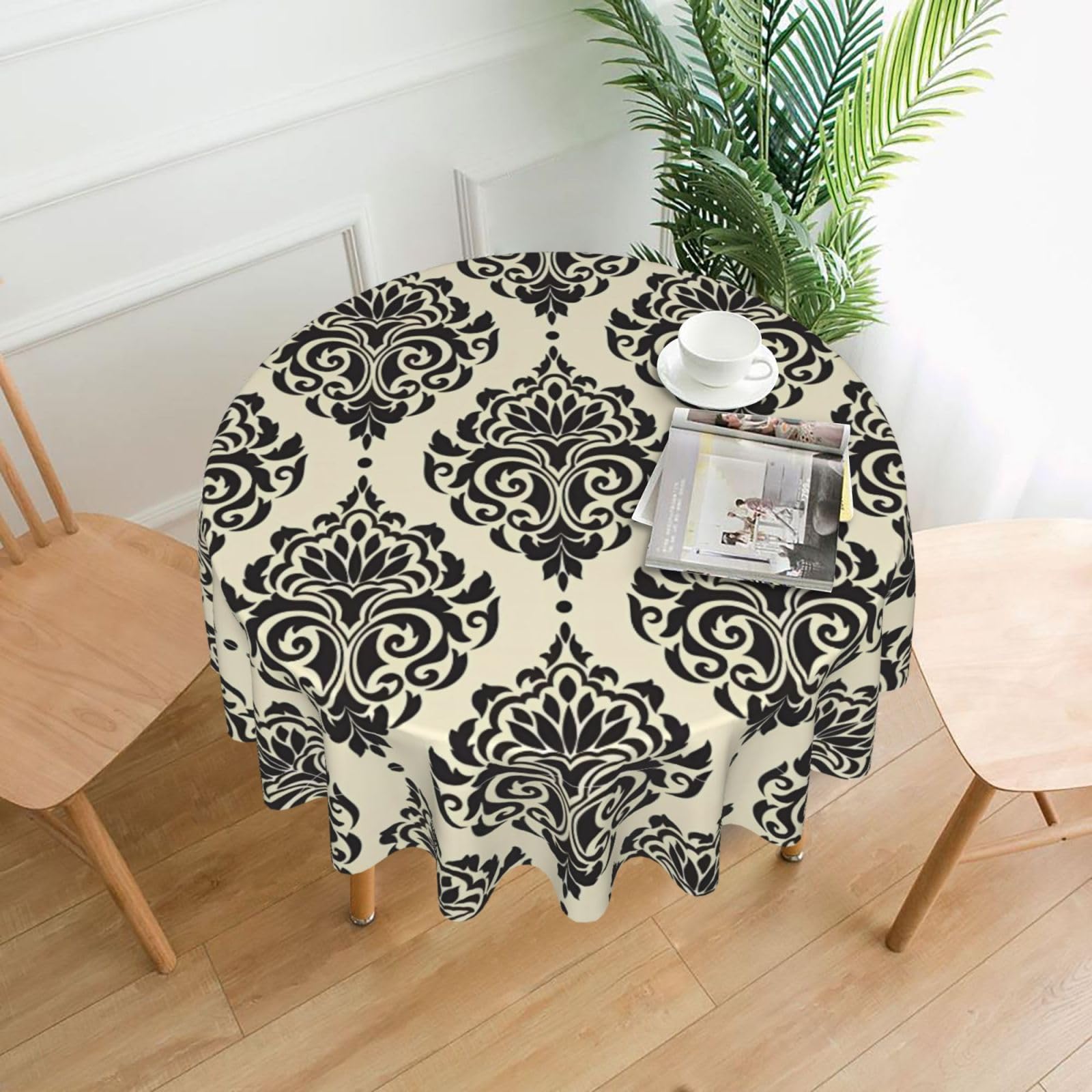 WHJDPP Asian Elephants Prints Round Table Throw 60 Inch - Waterproof Table Cover for Dining, Coffee Tables - Soft & Wrinkle Resistant Decorative Layer