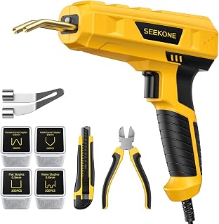 SEEKONE Plastic Welder Upgraded 2-in-1 Plastic Welding Kit Hot Stapler Gun with 400PCS Staples, Pliers, Knife, Plastic Repair Kit for Car Bumper, Kayak, Plastic Crack Repair
