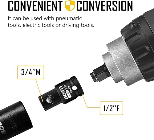 Miniatura 10 de BOEN Adaptador de enchufe de impacto de 3/4 "F a 1" M, acero Cr-Mo, juego de adaptadores de enchufe para conversiones de controlador de impacto