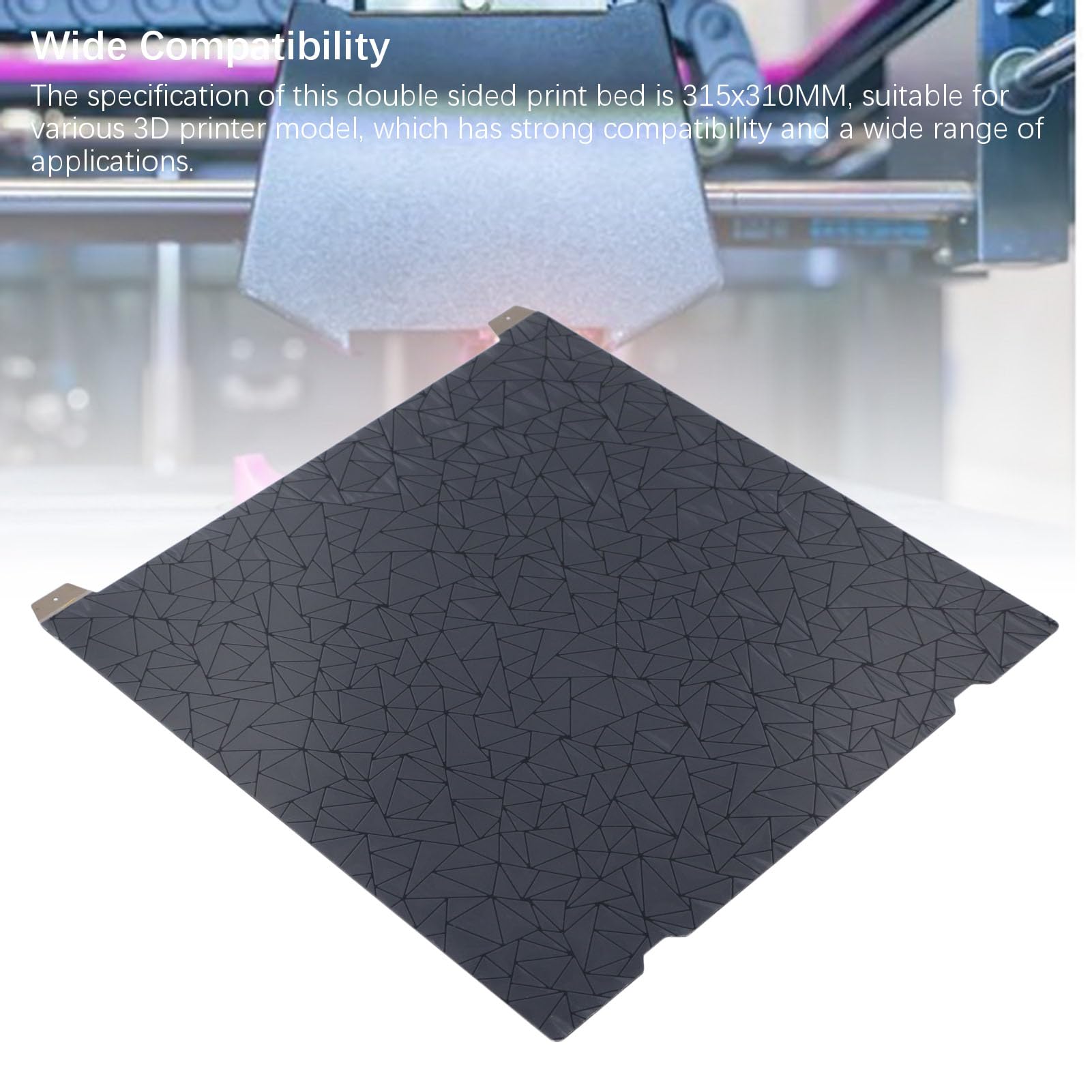 Flexible Build Plate: Smooth Diamond PEO and Powder PEI Double Sided Print Bed for K1 Maximum 3D Printer, 315x310mm. Build Plate for K1 3D Printer.