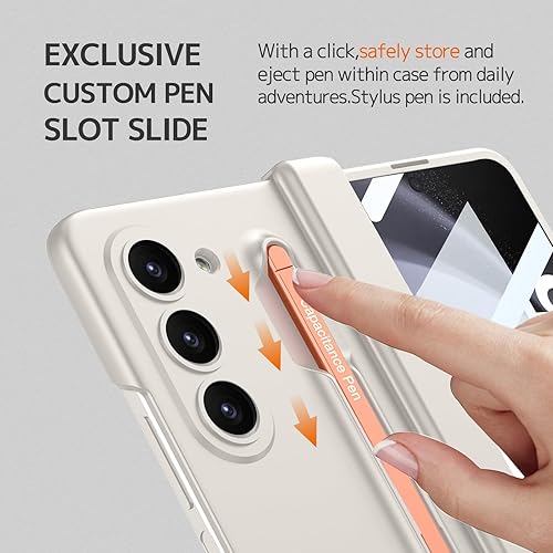 Miniatura 4 de Ninki Funda magnética con bisagra para Samsung Z Fold 5 con lápiz S rosa y soporte, protector de pantalla protector de pantalla con bisagra 4 en 1,