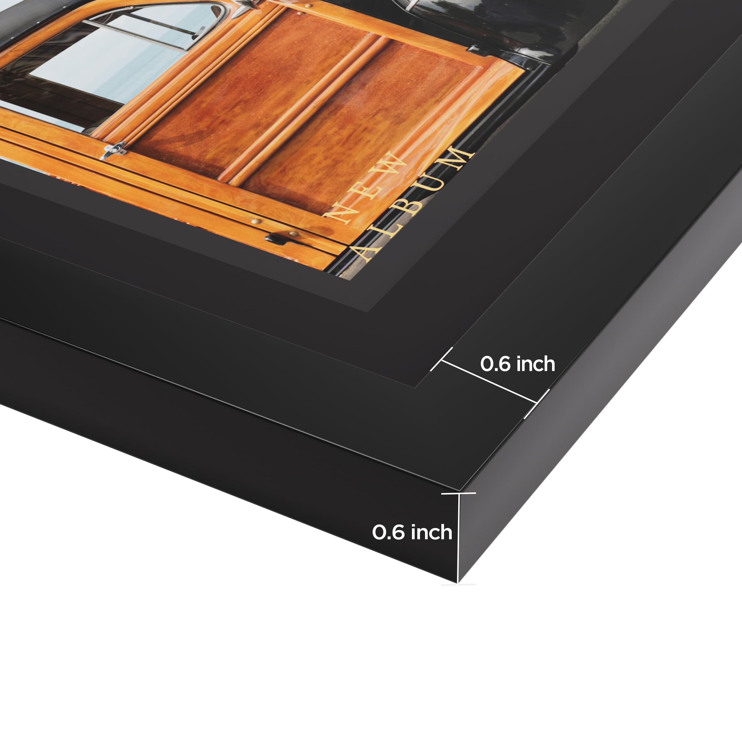 eletecpro Cornice per dischi da 8,8 x 13,8 cm, con doppio tappetino per copertina per album musicale da 17,8 cm, 45 giri/min, espositore per dischi in vinile da parete, classico ed elegante, per