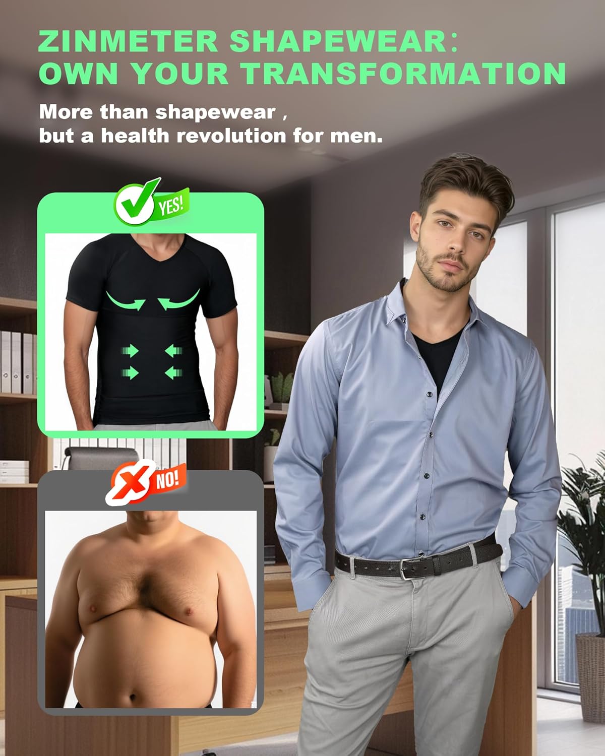 V Neck Gynecomastia Compression Shirt Tummy Control Breathable Men Shapewear Slimmimg Undershirt Hide Belly - Image 4