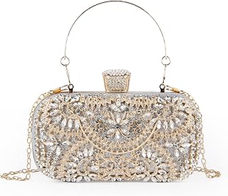 Sparkling Crystal Floral Rhinestone Clutch Purse, Elegant Evening Bag for Women, Perfect for Proms, Bridal Events