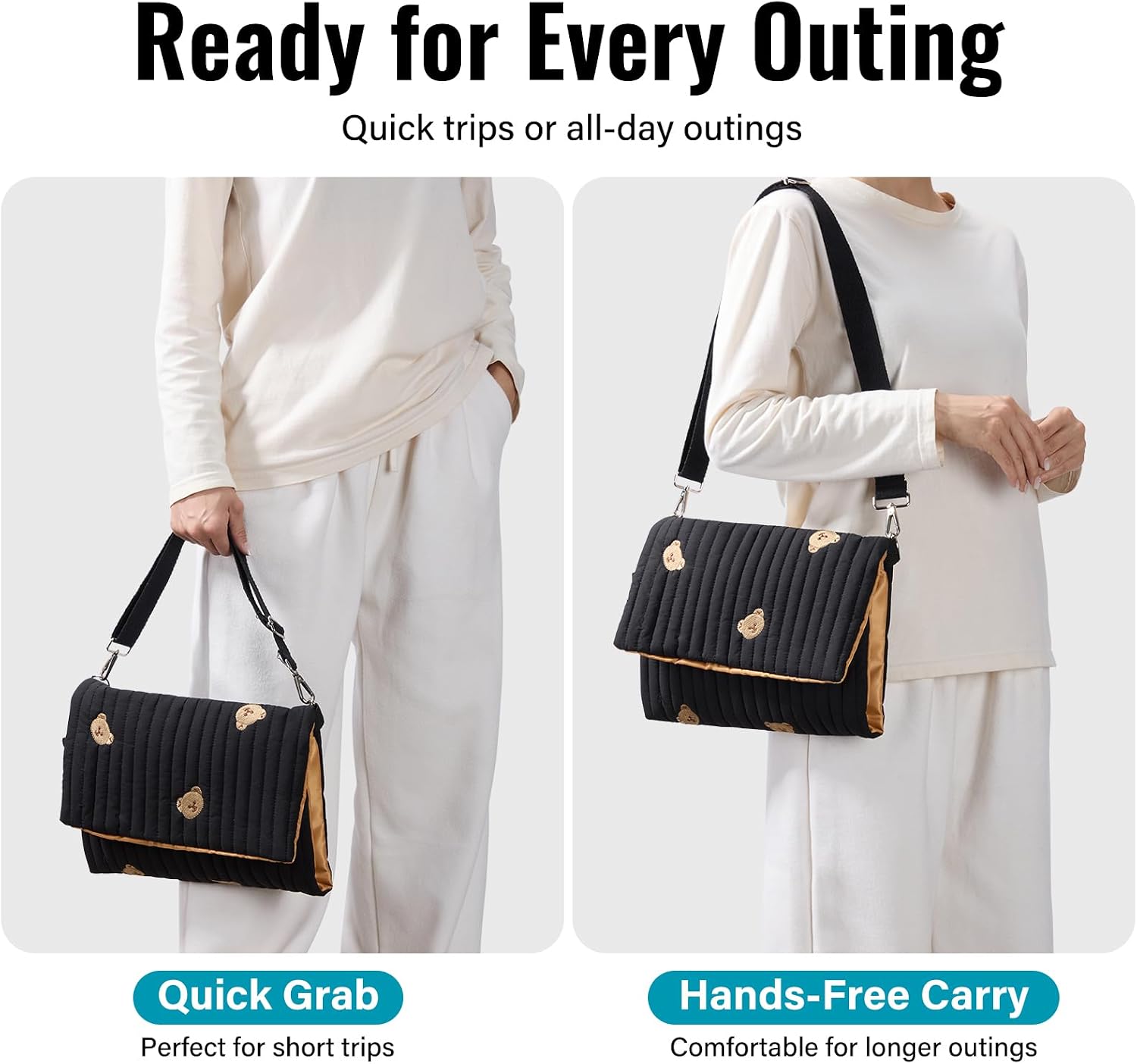 GOBABYMART Diaper Bag Organizer, Diaper Clutch & Wipe Pouch with Zippered Compartments & Detachable Shoulder Strap